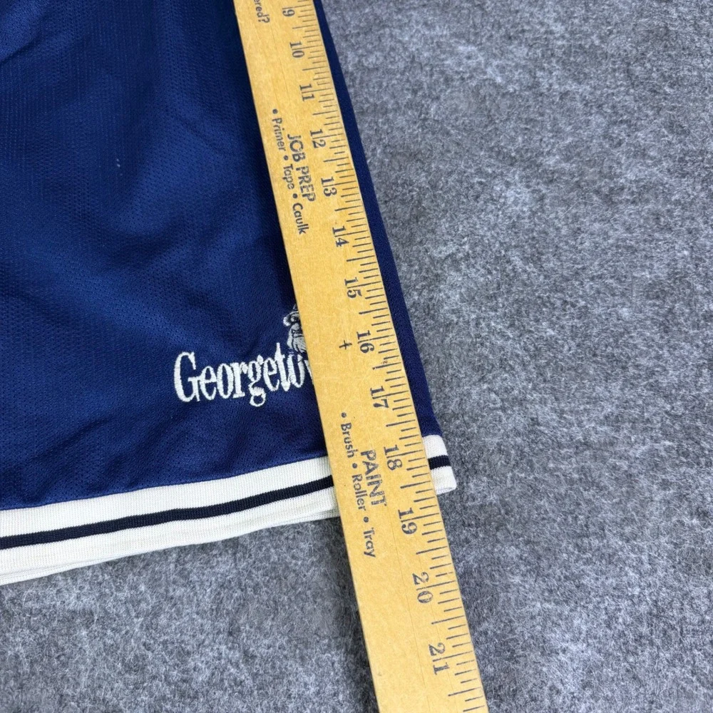 Vintage College Ware Georgetown Hoyas Mesh Basketball Shorts Navy Blue Mens L